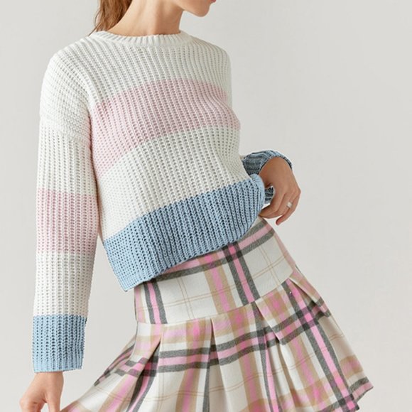 Blue Rain Pastel Colorblock Pullover Sweater - Size Small - Picture 3 of 4